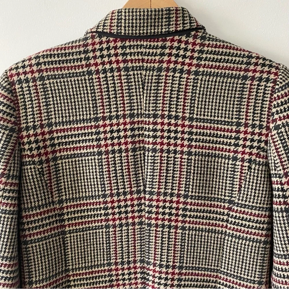 Jessica beige and dark grey plaid tailored wool blazer jacket size 10 womens - Picture 11 of 14